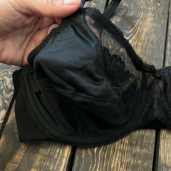 Vassarette Vintage  satin mesh Transparent black bra 36B - Picture 8 of 9